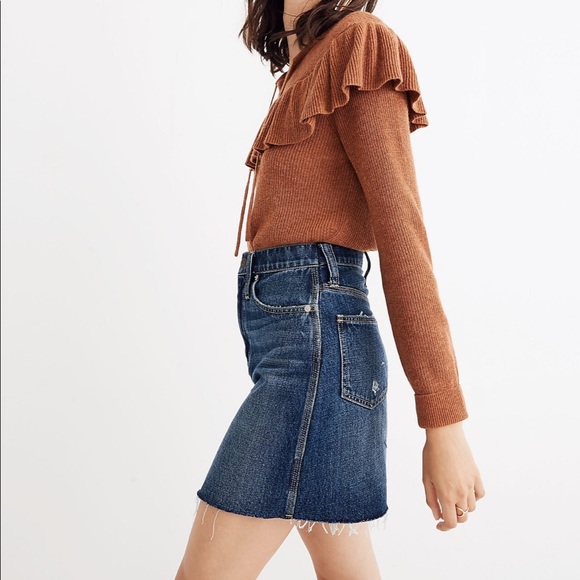 NWT - Madewell Rigid Denim Straight Mini Skirt: Reworked Edition - Size 25 - Picture 2 of 10